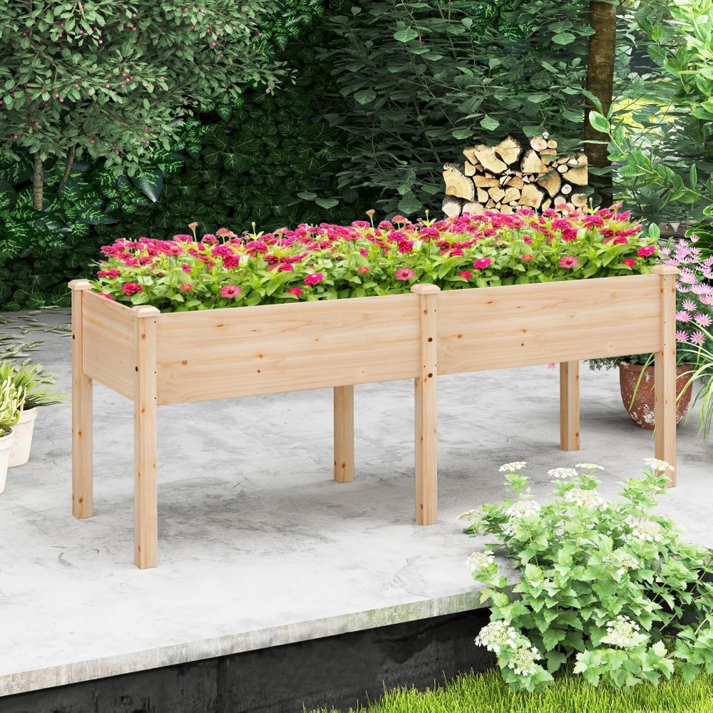Raised Bed Planter Box - Canteiro Elevado de Madeira com Furo