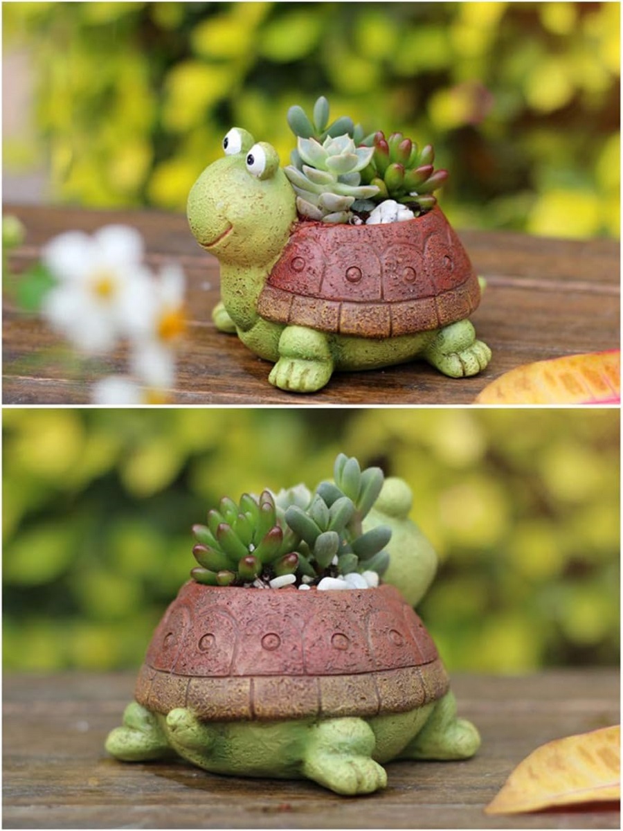 Cute Turtle Planter Suculento  - Gardening Tools Cute avaliação e preço