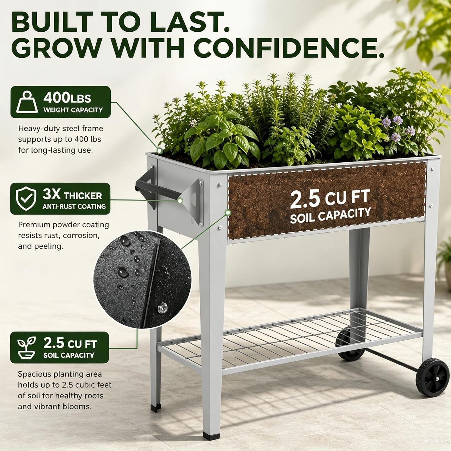 Canteiro Elevado sobre Rodas,  - Raised Bed Planter Box avaliação e preço